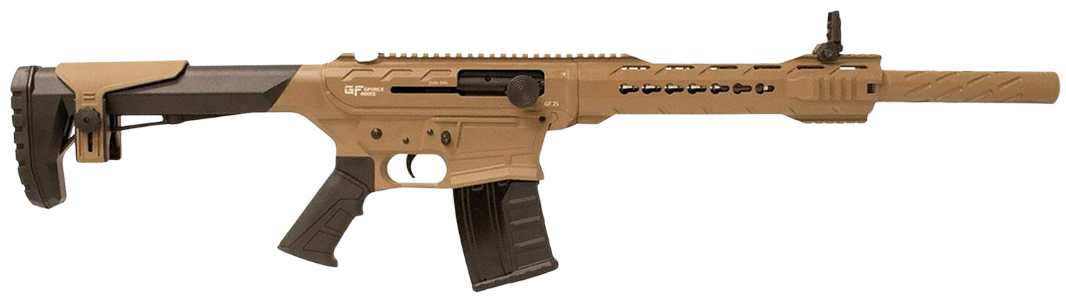 Gforce Arms GF2512FDE GF25 12 Gauge Semi-Auto 3" 5+1 20" Flat Dark Earth Cerakote Threaded Barrel Flat Dark Earth Cerakote Receiver, Black Synthetic Stock