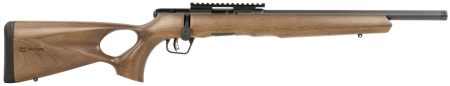 Savage Arms 70817 B Series Timber 17 HMR 10+1 18" Matte Black Threaded Barrel, Matte Black Picatinny Rail Steel Receiver, Woodgrain Fixed Thumbhole Stock