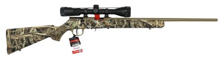 Savage Arms 96867 93 XP 17 HMR 10+1 21" Coyote Tan Cerakote Button-Rifled Barrel & Drilled & Tapped Steel Receiver, Brush Camouflage Fixed Synthetic Stock, Weaver 3-9x40mm