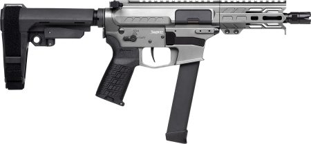 CMMG 99A290FTNG Banshee FE MkGs 9mm Luger 33+1 5" Black Nitride Threaded Barrel, M-LOK Handguard, Tungsten Cerakote Aluminum Receiver w/Picatinny Rail, Black Polymer CMMG RipBrace, CMMG Zeroed Grip