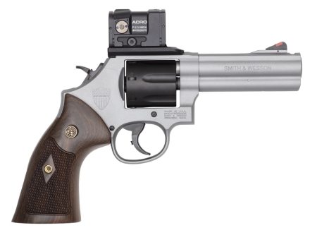 Smith & Wesson 14635 Model 686 SPEC R Bundle 357 Mag/38 Special +P 7 Shot, 4.13" Titanium Cerakote PowerPort Stainless Steel Vented Barrel & Frame, Black PVD Cylinder, Checkered Wood Grip, Aimpoint Ac