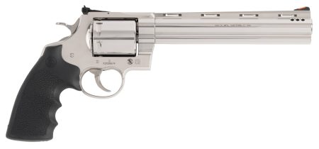 Colt Mfg KODIAKSP8RTS Kodiak 44 Mag 6 Shot 8" Stainless Ported Vent Rib Barrel, Stainless Unfluted Cylinder & Stainless Steel Frame, Black Rubber Grip, Exposed Hammer