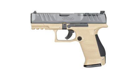 Walther PDP 9mm compact pistol, 4-inch barrel, black slide and tan polymer frame