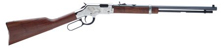 Henry Silver Eagle 2nd Edition lever-action rifle .22, 20-inch octagon barrel, engraved nickel receiver, walnut stock