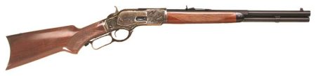 Cimarron 1873 Texas Brush Popper .45 Long Colt lever-action rifle with walnut pistol grip and blued metal
