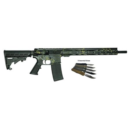 Great Lakes AR-15 Rifle .223 Wylde 30rd Magazine 16" Barrel Lichen Black with 5 OTF 3-1/2" Blade Knives