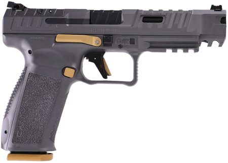 Canik SFx Rival 9mm pistol in Canik Grey with 5-inch barrel and Rival grey polymer grip