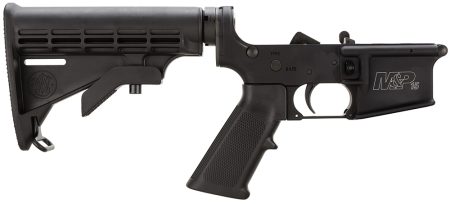 Smith & Wesson 812002 Assembled Lower Receiver  5.56x45mm NATO 7075-T6 Aluminum Black Receiver, Black Synthetic Collapsible Stock Pistol Grip for S&W M&P15