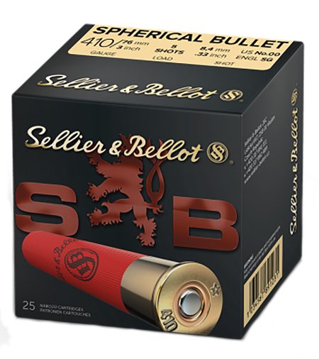 Sellier & Bellot SB410B Hunting 410Gauge 3" 5Pellets 5/8oz Spherical 00Buck Shot 25 Box/20 Case