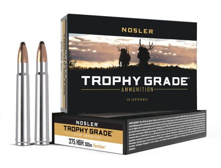 Nosler 40606 Trophy Grade Safari  375H&HMag 300gr Nosler Spitzer Partition 20 Per Box/10 Case