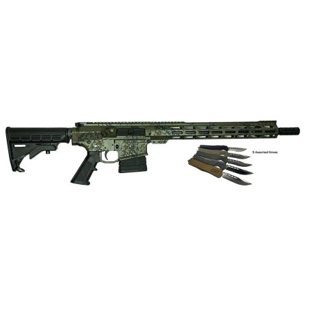 Great Lakes AR-15 Rifle .308 Win 20rd Magazine 16" Barrel Lichen Green with 5 OTF 3-1/2" Blade Knives