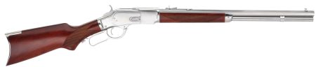 Taylors and Company Uberti 1873 .357 Magnum 20-inch octagon barrel lever action rifle, silver/white heat-treated finish, waln