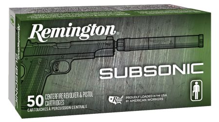 Remington Ammunition 28435 Subsonic  9mmLuger 147gr Flat Nose Enclosed Base 50 Per Box/10 Case