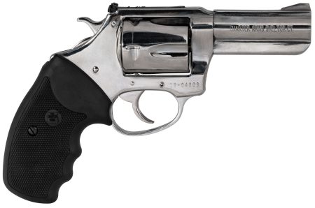 Charter Arms 73539 Mag Pug Large 357 Mag, 5 Shot 3" High Polished Stainless Steel Barrel, Cylinder & Frame w/Black Finger Grooved Rubber Grip