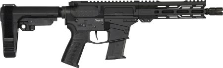 CMMG 57A340FAB Banshee MK57 5.7x28mm 20+1 8" Black Nitride Medium Taper Threaded Barrel, EML 7" M-LOK Handguards, Black Armor Cerakote Aluminum Picatinny Rail Receiver, CMMG Zeroed Grips
