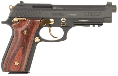 Taurus 92 full-size 9mm pistol, 5" matte black barrel, wood grip