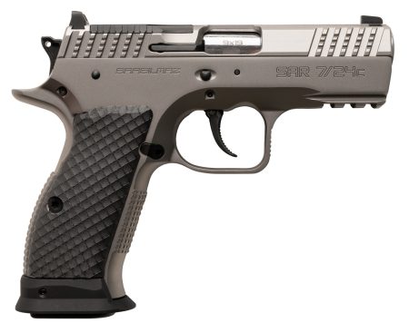 Sarsilmaz SAR7/24C 7/24  Compact 9mm Luger 17+1 Matte Stainless Steel Frame w/Beavertail & Picatinny Rail, Black Polymer Grip