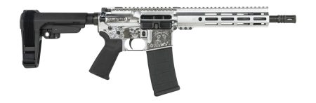 Shark Coast Tactical SCC07374DOD-P Day of the Dead 5.56 NATO 30+1 10.50" Black Nitride Threaded Barrel, Aluminum Laser Engraved Receiver w/Picatinny Rail, M-LOK Handguard, Polymer SB Tactical SBA3 Br