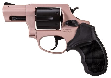 Taurus 856 .38 Special 2-inch rose gold revolver profile with black rubber grips
