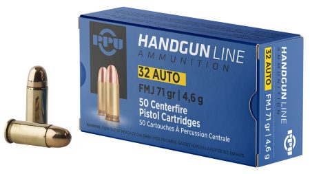 PPU PPH32AF Handgun  32ACP 71gr Full Metal Jacket 50 Per Box/20 Case
