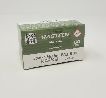 Magtech 5.56x45mm NATO Ammunition MT556A Ball M193 55 Grain Full Metal Jacket 50 rounds