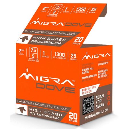 Migra Field Lite Stacked Shotshells 20ga 2-3/4" 1oz 1350 fps #7.5 & #9 25/ct