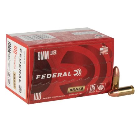 FEDERAL 9MM LUGER 115GR FMJ CHAMPION 5/500 100 RD/BX 5 BX/CS