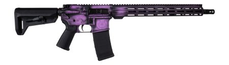 Shark Coast Tactical 300-133-1000-25 Valkyrie 5.56 NATO 30+1 16" Black Melonite Threaded Barrel, Distressed Purple Cerakote w/Norse Engraving Aluminum Receiver w/Picatinny Rail, M-LOK Handguard, Magpu