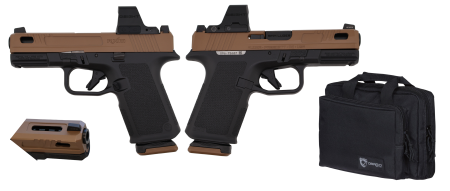 RUGER RXM 9MM PISTOL 4" TACPAC BLACK/TAN, OSIGHT OPTIC, DRAGO BAG, 2-15RD MAGS